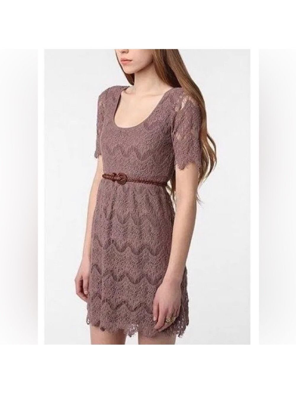 Unban outfitters nude scalloped lace festival holiday empire waist dress medium